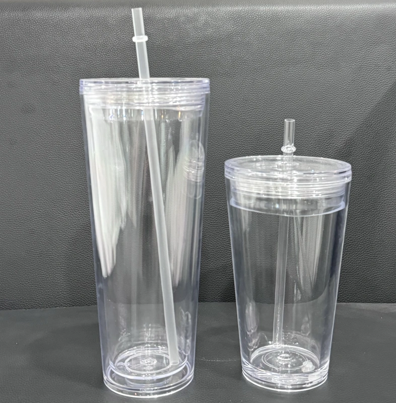 China RTS 16oz & 24oz Double Walled Snowglobe Acrylic Plastic Cups Free Shipping (with hole and plugs) (40PCS)