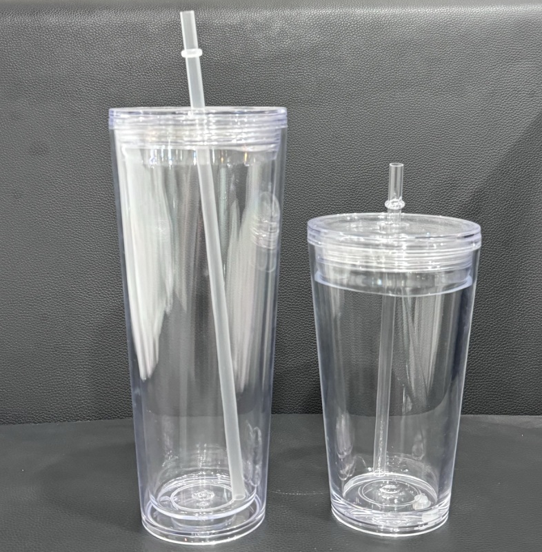 China RTS 16oz & 24oz Double Walled Snowglobe Acrylic Plastic Cups Free Shipping (with hole and plugs) (40PCS)