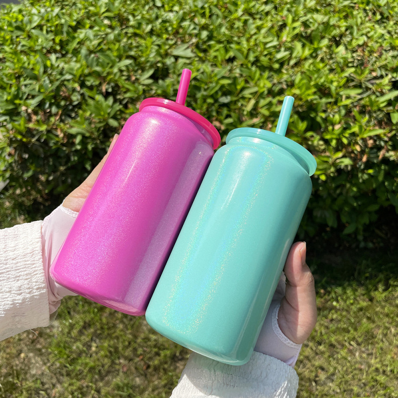 China RTS 16oz Stainless Steel Sublimation Shimmer Glitter Tumbler Can Free Shipping (25PCS)