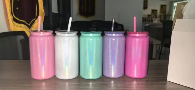 China RTS 16oz Stainless Steel Sublimation Shimmer Glitter Tumbler Can Free Shipping (25PCS)