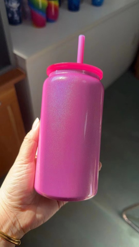 China RTS 16oz Stainless Steel Sublimation Shimmer Glitter Tumbler Can Free Shipping (25PCS)