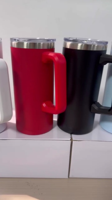 RTS China 22oz Sublimation or Powder Coated Travel Mugs with Handle Free Shipping (20PCS)