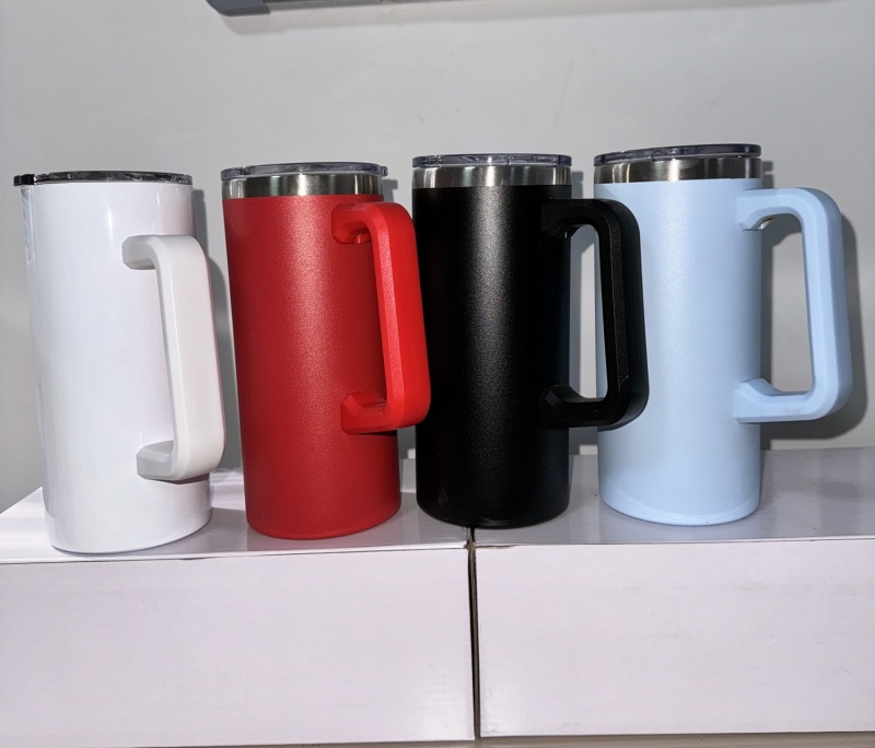 RTS China 22oz Sublimation or Powder Coated Travel Mugs with Handle Free Shipping (20PCS)