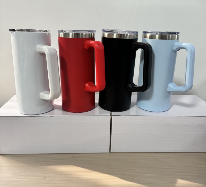 RTS China 22oz Sublimation or Powder Coated Travel Mugs with Handle Free Shipping (20PCS)