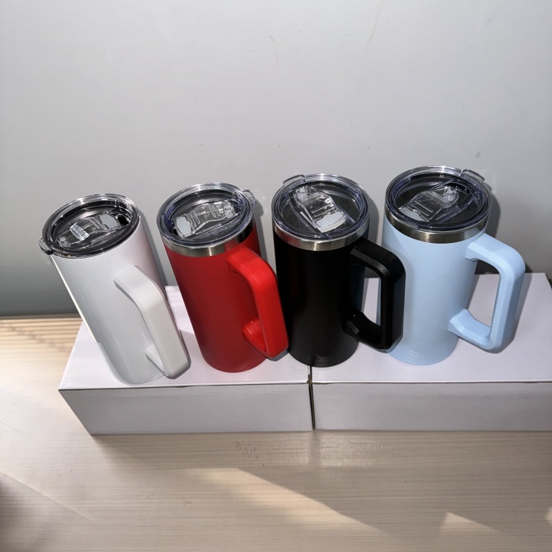 RTS China 22oz Sublimation or Powder Coated Travel Mugs with Handle Free Shipping (20PCS)