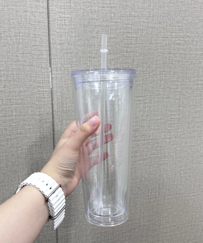 China RTS 12oz/16oz/24oz Double Walled Snowglobe Acrylic Plastic Cups Flat Lid Free Shipping (with hole and plugs) (40PCS)
