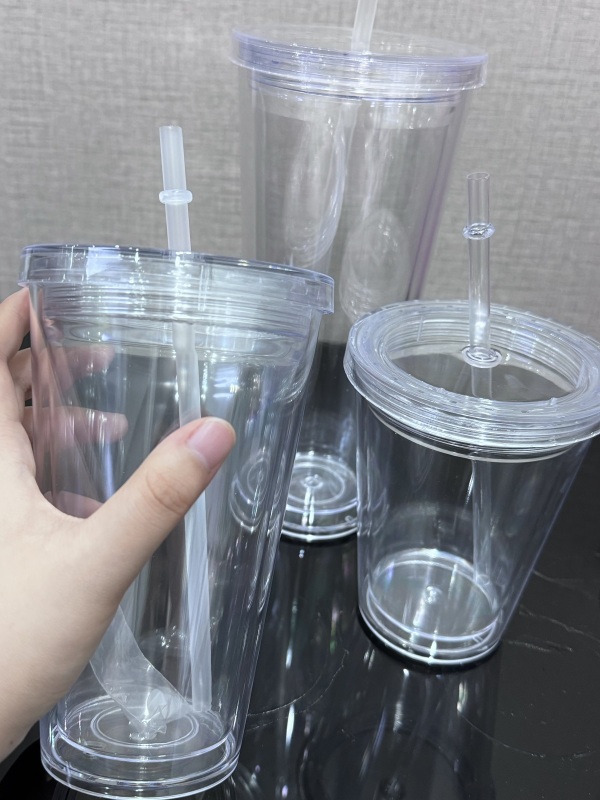 China RTS 12oz/16oz/24oz Double Walled Snowglobe Acryli Plastic Cups Free Shipping (pre-drilled and with plugs) (40PCS)