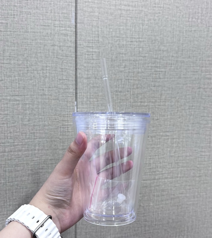 China RTS 12oz/16oz/24oz Double Walled Snowglobe Acrylic Plastic Cups Flat Lid Free Shipping (with hole and plugs) (40PCS)