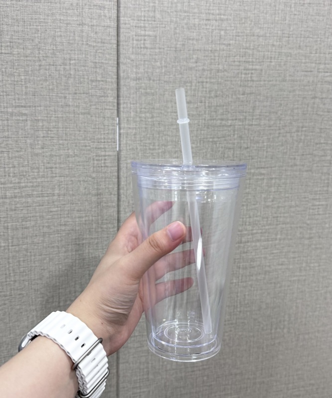 China RTS 12oz/16oz/24oz Double Walled Snowglobe Acrylic Plastic Cups Flat Lid Free Shipping (with hole and plugs) (40PCS)