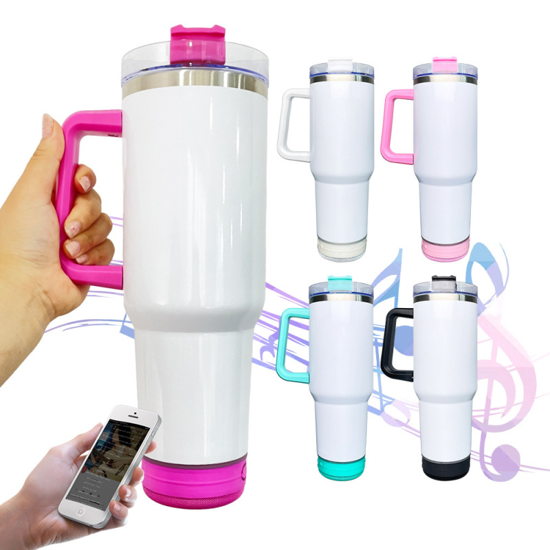China RTS 40oz Sublimation Speaker Mug Bluetooth Tumbler Free Shipping (20PCS/40PCS)