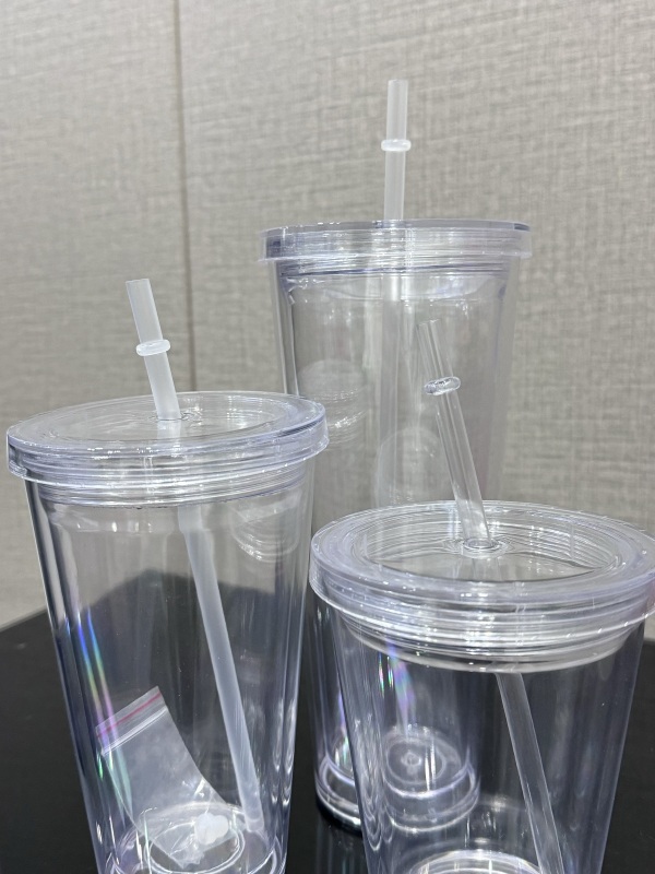China RTS 12oz/16oz/24oz Double Walled Snowglobe Acryli Plastic Cups Free Shipping (pre-drilled and with plugs) (40PCS)