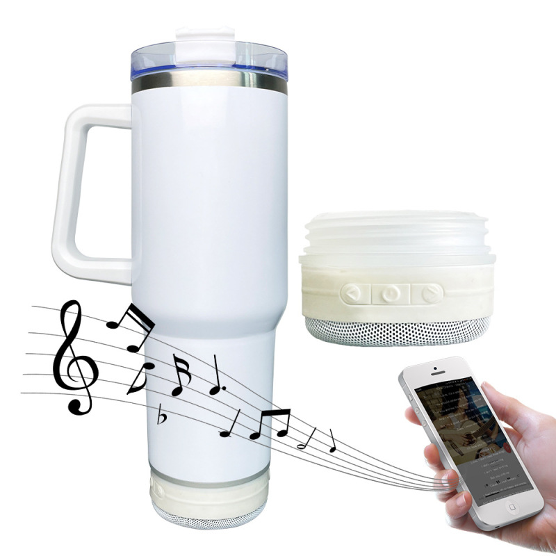 China RTS 40oz Sublimation Speaker Mug Bluetooth Tumbler Free Shipping (20PCS/40PCS)