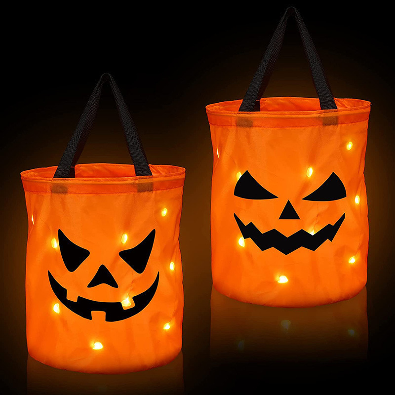 Halloween Pumpkin Candy Bag with LED Light for Halloween Free Shipping (50PCS)