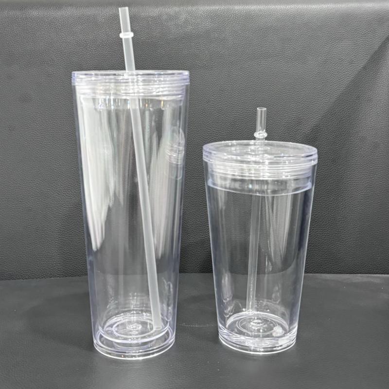 China RTS 16oz/24oz Double Walled Snowglobe Acryli Plastic Cups Free Shipping (pre-drilled and with plugs) (40PCS)