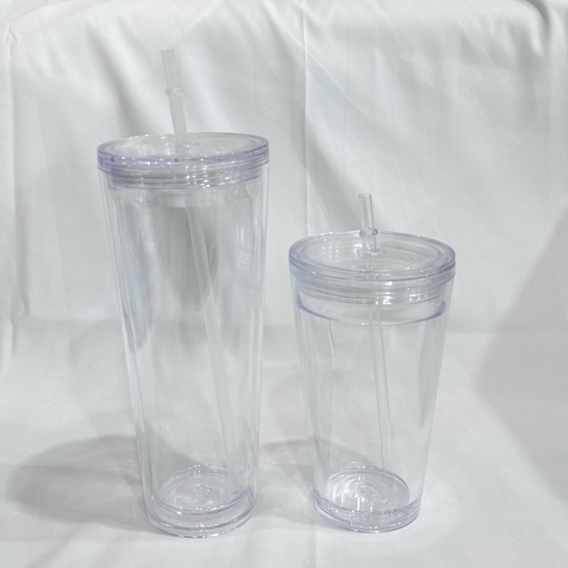 NEW US RTS 16oz/24oz Double Walled Snowglobe Acrylic Plastic Cups Free Shipping (pre-drilled and with plugs) (20PCS)