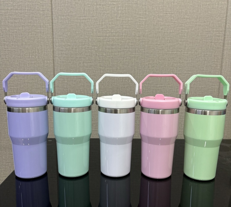 NEW US RTS Sublimation Macarons 20oz Kids Tumblers with Carry Handle Free Shipping (25PCS)