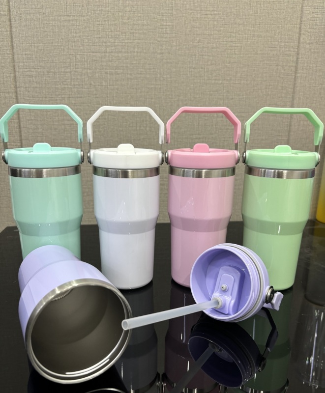 NEW US RTS Sublimation Macarons 20oz Kids Tumblers with Carry Handle Free Shipping (25PCS)