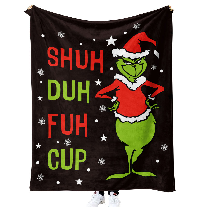 China RTS Grinch Blankets Sherpa/ Flannel Fabric with Different Sizes Free Sea Shipping (10pcs/20pcs)