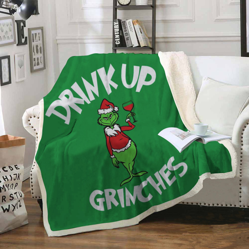 China RTS Grinch Blankets Sherpa/ Flannel Fabric with Different Sizes Free Sea Shipping (10pcs/20pcs)