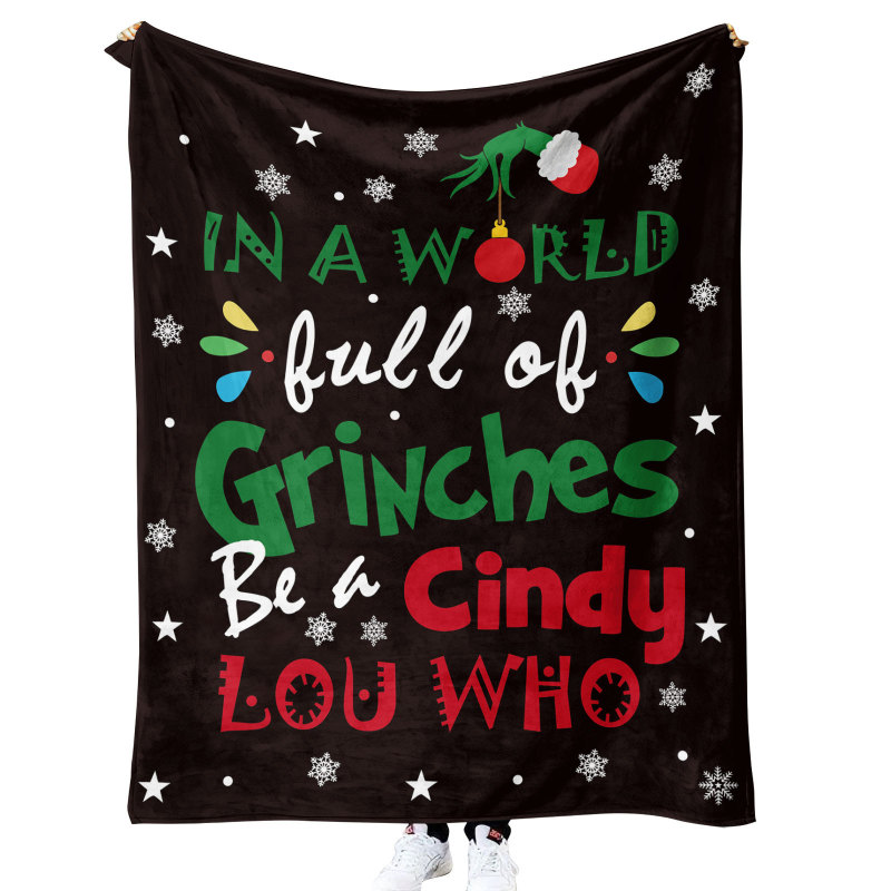 China RTS Grinch Blankets Sherpa/ Flannel Fabric with Different Sizes Free Sea Shipping (10pcs/20pcs)