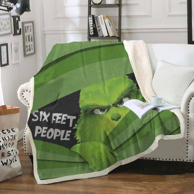 China RTS Grinch Blankets Sherpa/ Flannel Fabric with Different Sizes Free Sea Shipping (10pcs/20pcs)