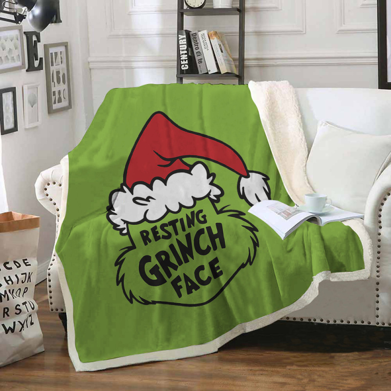 China RTS Grinch Blankets Sherpa/ Flannel Fabric with Different Sizes Free Sea Shipping (10pcs/20pcs)