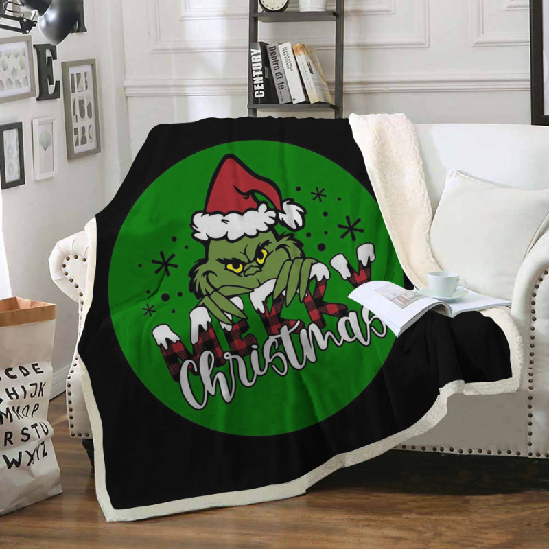 China RTS Grinch Blankets Sherpa/ Flannel Fabric with Different Sizes Free Sea Shipping (10pcs/20pcs)