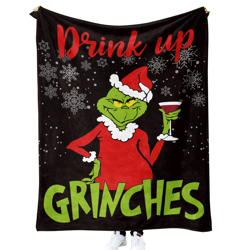 China RTS Grinch Blankets Sherpa/ Flannel Fabric with Different Sizes Free Sea Shipping (10pcs/20pcs)
