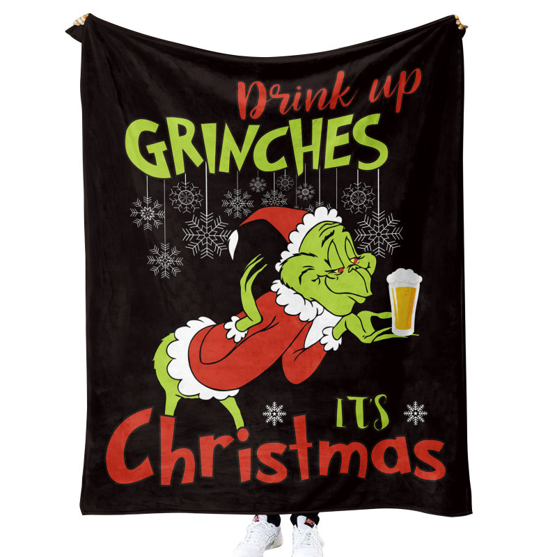 China RTS Grinch Blankets Sherpa/ Flannel Fabric with Different Sizes Free Sea Shipping (10pcs/20pcs)