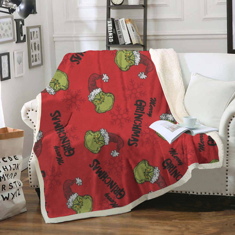 China RTS Grinch Blankets Sherpa/ Flannel Fabric with Different Sizes Free Sea Shipping (10pcs/20pcs)
