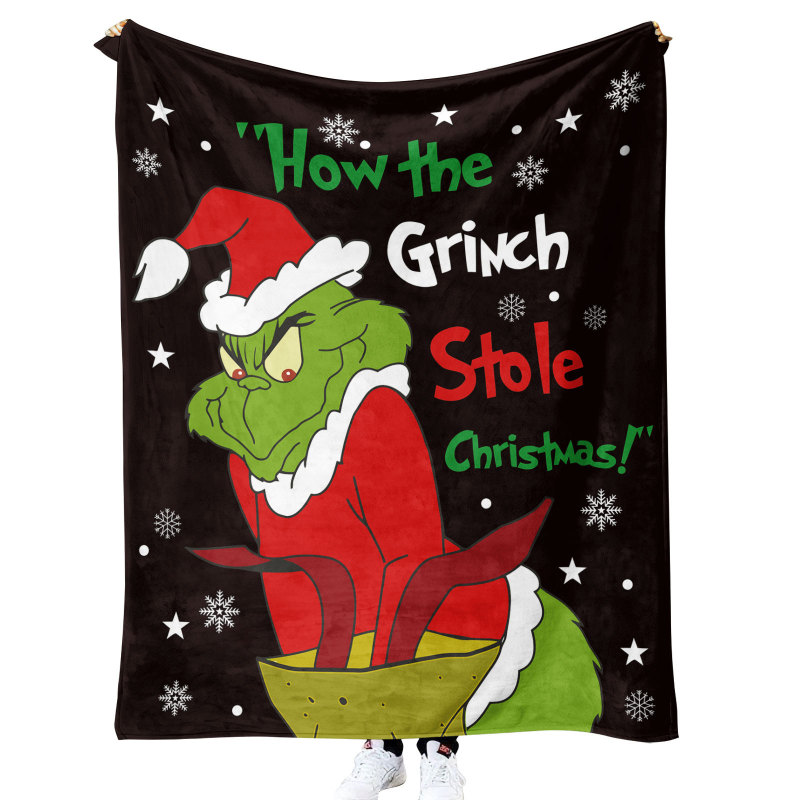 China RTS Grinch Blankets Sherpa/ Flannel Fabric with Different Sizes Free Sea Shipping (10pcs/20pcs)