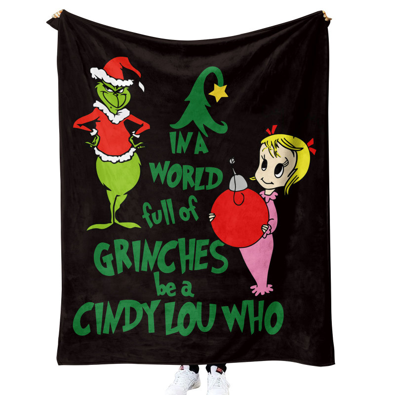 China RTS Grinch Blankets Sherpa/ Flannel Fabric with Different Sizes Free Sea Shipping (10pcs/20pcs)