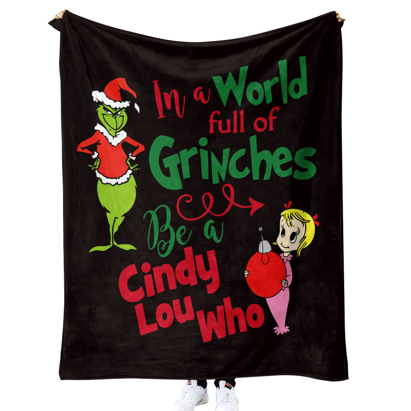 China RTS Grinch Blankets Sherpa/ Flannel Fabric with Different Sizes Free Sea Shipping (10pcs/20pcs)