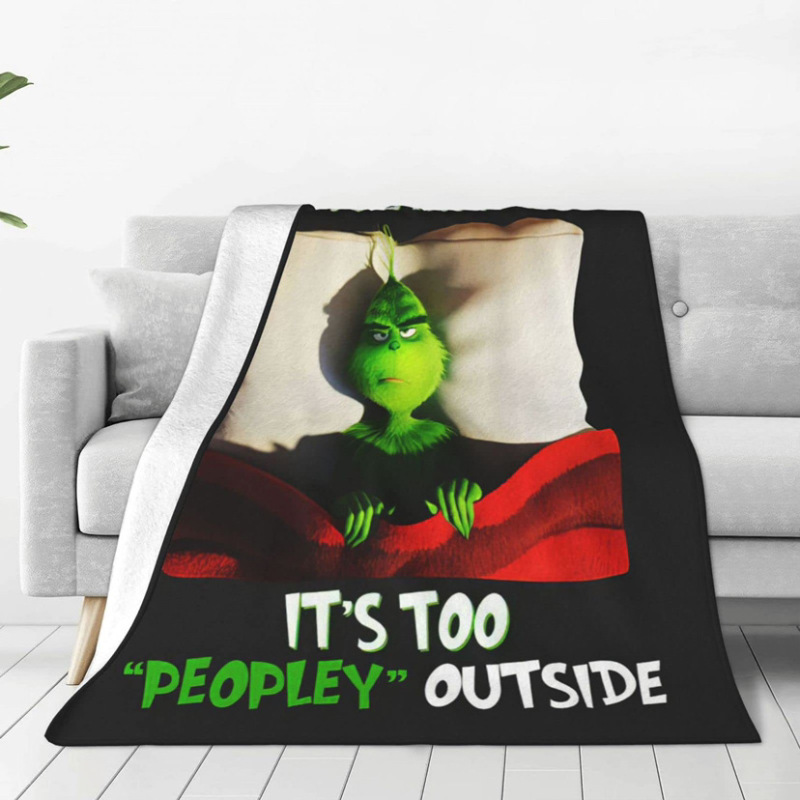 China RTS Grinch Blankets Sherpa/ Flannel Fabric with Different Sizes Free Sea Shipping (10pcs/20pcs)