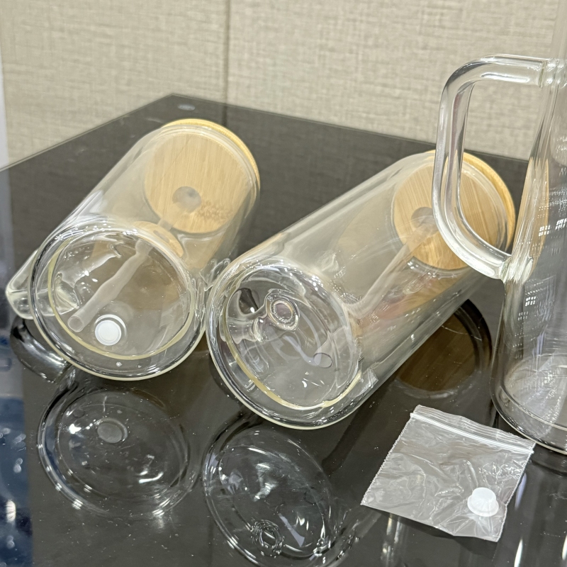 US RTS 20oz Sublimation Pre-drilled Snow Globe Tumbler Double Walled Glass Cup with Handle Free Shipping (25PCS)