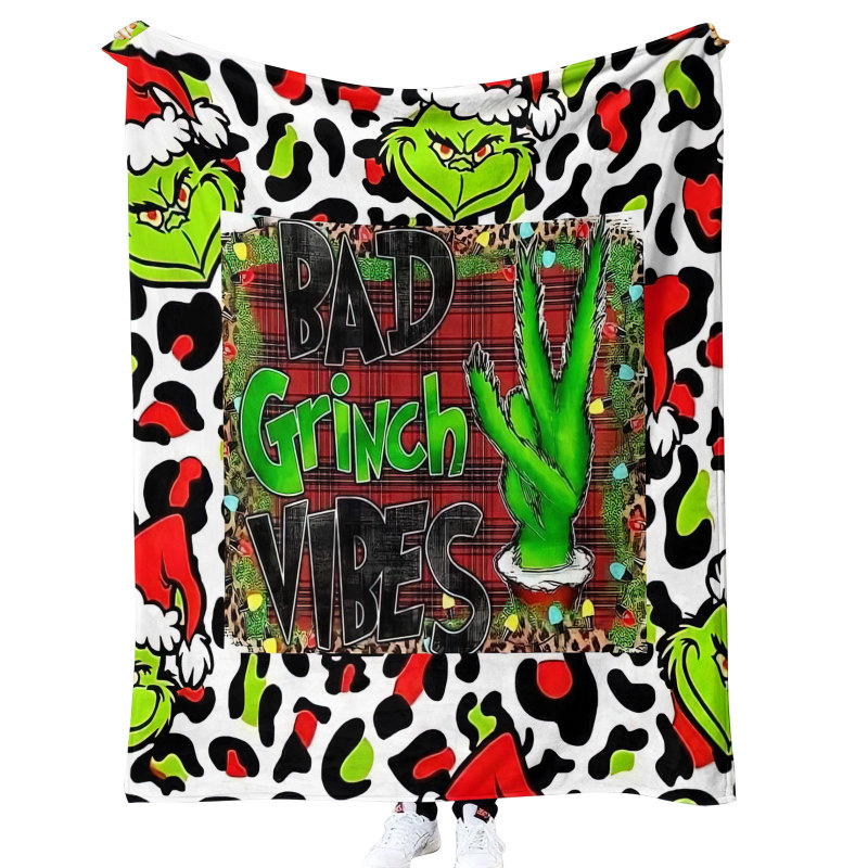 China RTS Grinch Blankets Flannel/Sherpa Fabric with Different Sizes Free Sea Shipping (10pcs/20pcs)