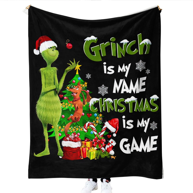 China RTS Grinch Blankets Flannel/Sherpa Fabric with Different Sizes Free Sea Shipping (10pcs/20pcs)