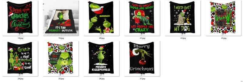 China RTS Grinch Blankets Flannel/Sherpa Fabric with Different Sizes Free Sea Shipping (10pcs/20pcs)
