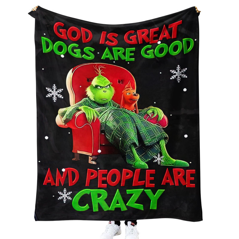 China RTS Grinch Blankets Flannel/Sherpa Fabric with Different Sizes Free Sea Shipping (10pcs/20pcs)