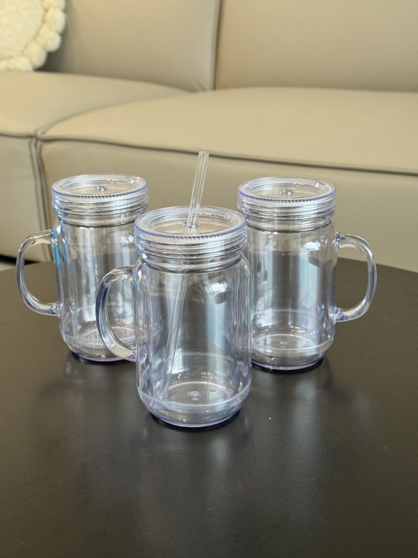 China RTS 20oz Snow Globe Acrylic Pre-drilled Mason Jar with Plugs Free Shipping (25PCS)