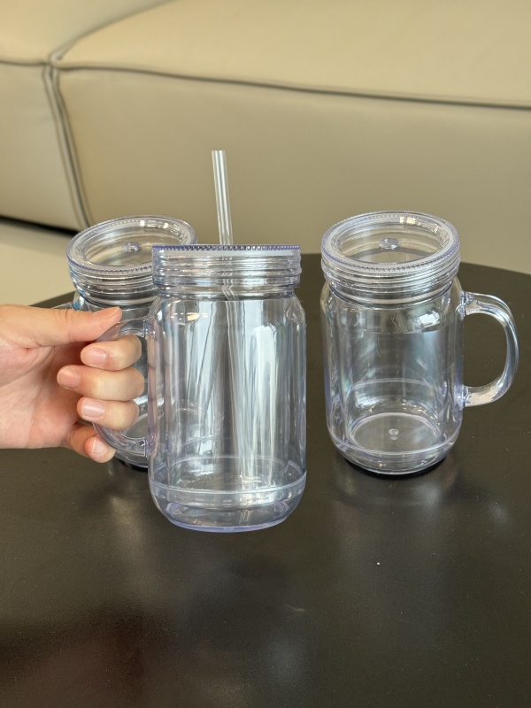 China RTS 20oz Snow Globe Acrylic Pre-drilled Mason Jar with Plugs Free Shipping (25PCS)