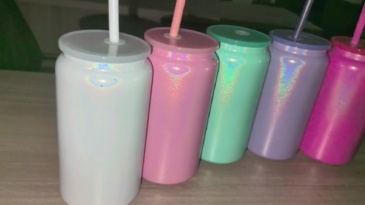 NEW US RTS 16oz Stainless Steel Sublimation Shimmer Glitter Vacuum Tumbler Can Free Shipping (25PCS)