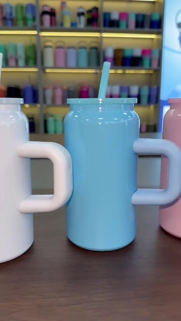 China RTS 16oz Stainless Steel Sublimation Tumbler Can with Handle Free Shipping (25PCS)