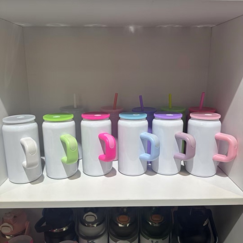 China RTS 16oz Stainless Steel Sublimation Tumbler Can with Handle Free Shipping (25PCS)