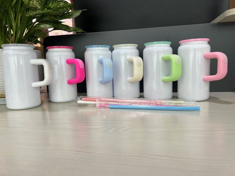 China RTS 16oz Stainless Steel Sublimation Tumbler Can with Handle Free Shipping (25PCS)