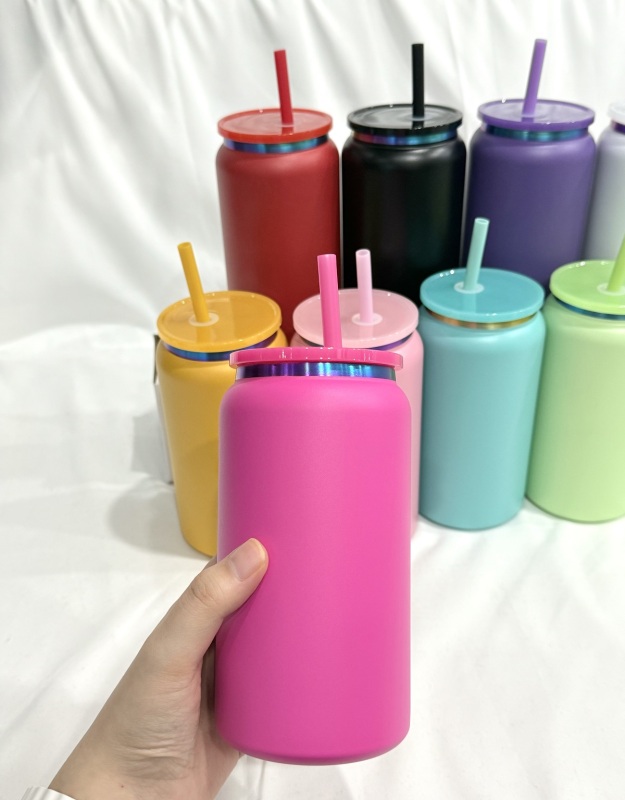 China RTS 16oz Powder Coated Rainbow Plated Can Stainless Steel Free Shipping (25PCS)