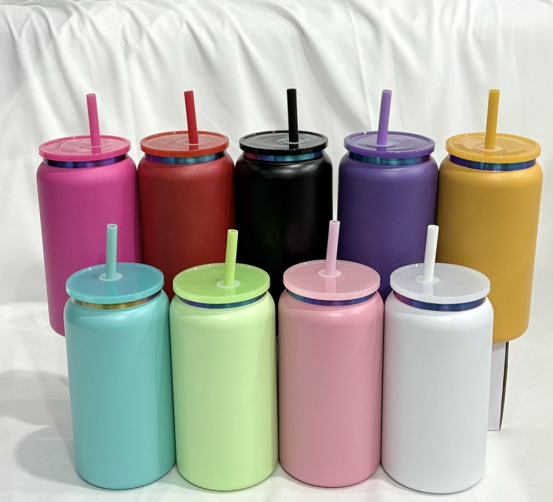 China RTS 16oz Powder Coated Rainbow Plated Can Stainless Steel Free Shipping (25PCS)