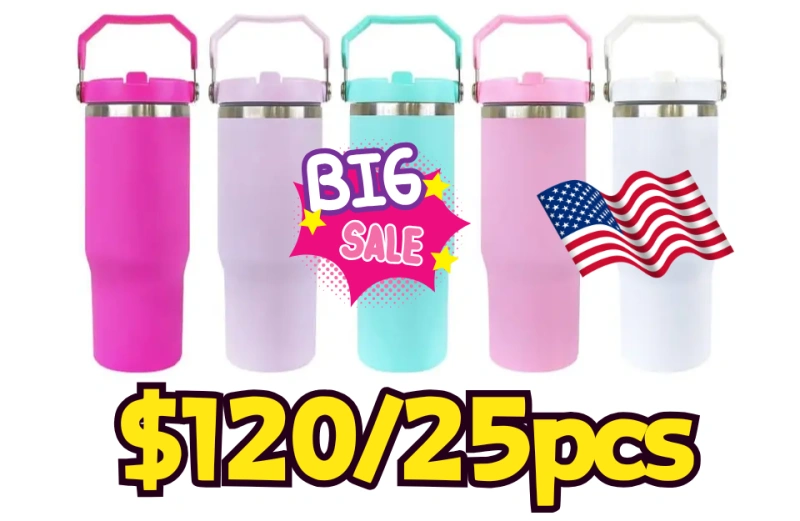 SALES US RTS 30oz Sublimation Macaron Tumbler Mug with Handle Lid Free Shipping (25PCS)