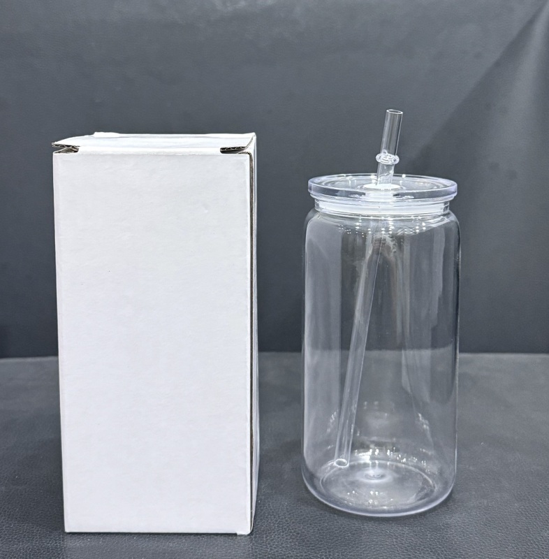 NEW US RTS 16oz PP Acrylic PLASTIC Can with Clear Lid & Straw Free Shipping (25PCS)