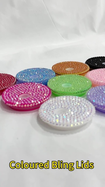 RTS Colored Rhinestone Lid/Tops fit 16oz & 20oz Glass Can Free Shipping (25pcs/50pcs)